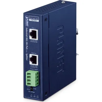Switch PLANET IP30 Industrial Single-Port 10Gbps 802.3bt PoE++ Splitter 24 V