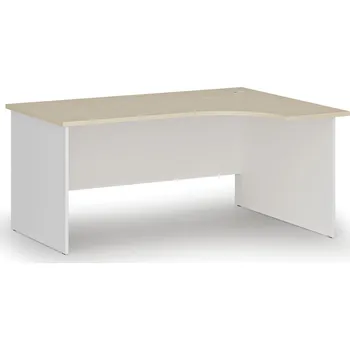 Psací stůl Rohový kancelářský psací stůl PRIMO WHITE, 160x120 cm, pravý, bílá/bříza