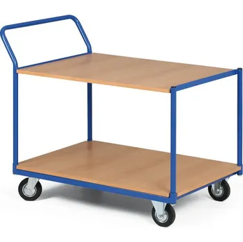 Policový vozík, 2 dřevotřískové police, nosnost 400 kg