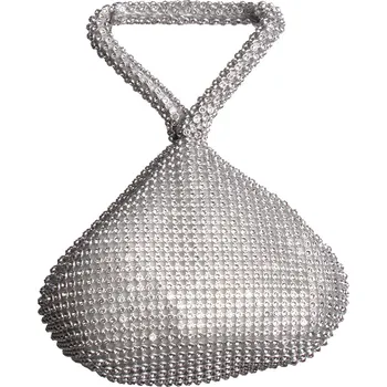 Kabelka Dámská kabelka pompadour stříbrná se štrasovými kamínky 3576
