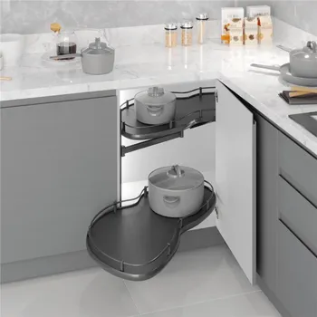 Kuchyňská skříňka Starax Rohová ledvinka BEAN s tlumením / Antracit Levý 450 mm