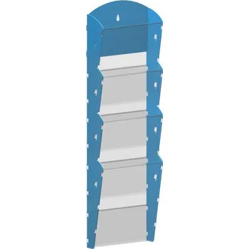 Nástěnný plastový zásobník na prospekty - 1 x 4 A4, modrý