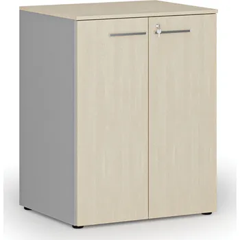 Kancelářská sestava Kancelářská skříň s dveřmi PRIMO GRAY, 2 police, 800 x 640 x 1027 mm, šedá/bříza