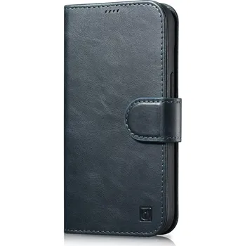 Pouzdro na mobilní telefon iCarer Oil Wax Wallet Case 2in1 pouzdro iPhone 14 Plus skórzany , knížkové se stojánkem Anti-RFID , modrá (WMI14220723-BU)