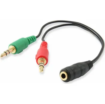 Audio kabel Equip Jack 3,5 mm – Jack 3,5 mm x2 kabel 0,2 m černý (147941)