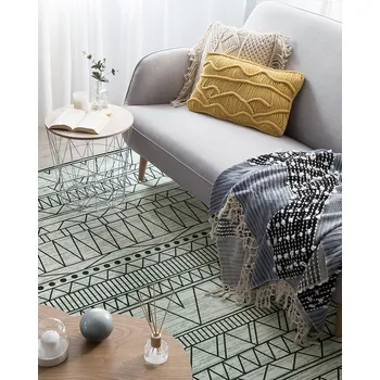 Koberec Koberec černý se šedou barvou 160 x 230 cm s cikcakovým vzorem potištěný moderním venkovským stylem Beliani