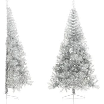Vánoční stromek vidaXL Umělý poloviční vánoční stromek se stojanem stříbrný 240 cm PET