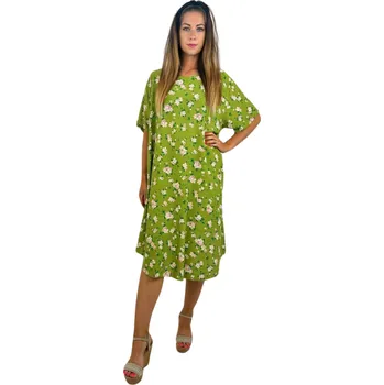 Dámské šaty NOVINKA - Šaty s rukávky drobná kvítka - zelené