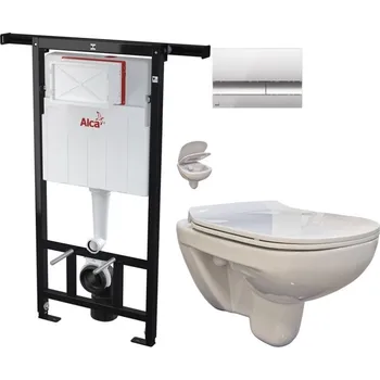 WC sada ALCA Jádromodul - předstěnový instalační systém s chromovým tlačítkem M1721 + WC bez oplachového kruhu Edge + SEDÁTKO AM102/1120 M1721 EG1