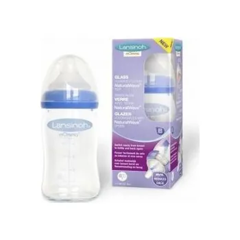 Kojenecká láhev Lansinoh Lansinoh skleněná láhev se savičkou Natural Wave 160 ml