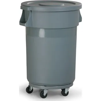 Venkovní odpadkový koš Pojízdná plastová nádoba na odpad s víkem, 168 l
