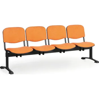 Čalouněná lavice do čekáren VIVA, 4-sedák, oranžová, černé nohy