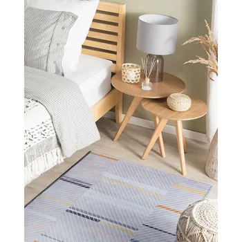 Koberec Koberec šedý se žlutým pruhovaným vzorem 80 x 150 cm obdélníkovým moderním Beliani