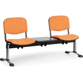 Čalouněná lavice do čekáren VIVA, 2-sedák, se stolkem, oranžová, chromované nohy