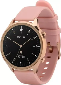 Chytré hodinky Garett Electronics Smartwatch Veronica zlaté s růžovým řemínkem