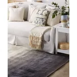 Koberec šedý černý hedvábí bavlna 200 x 200 cm ombre vzor ručně tkaný čtverec Beliani