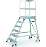 ZARGES Hliníkový pojízdný žebřík s plošinou, 6 příček, výška plošiny 1,44 m