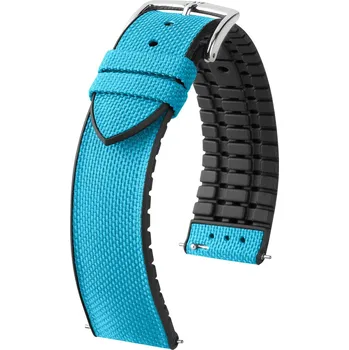 Módní doplněk Textilní řemínek Hirsch Arne M 0925090183-2, modrý, textil/přírodní kaučuk, délka M, Quick Release - 18 mm