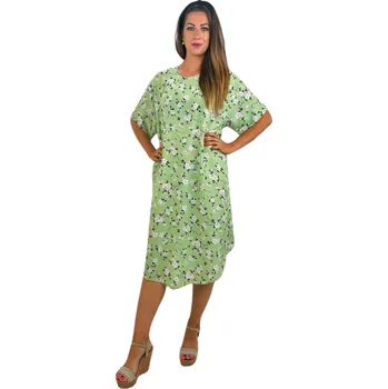 Dámské šaty NOVINKA - Šaty s rukávky drobná kvítka - světle zelené