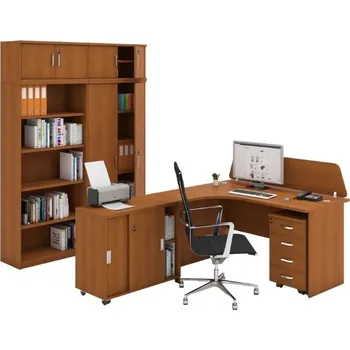 Kancelářská sestava Sestava kancelářského nábytku MIRELLI, typ C, nástavba, třešeň