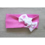 AMÁLKA Elastická čelenka sytě růžová, pentle srdíčka Velikost: 56-62