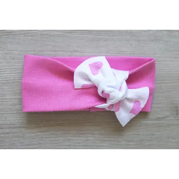 Čelenka AMÁLKA Elastická čelenka sytě růžová, pentle srdíčka Velikost: 56-62