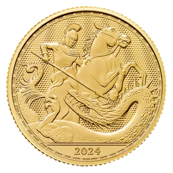 Zlatá investiční mince Svatý Jiří a Drak 1/4 Oz 2024