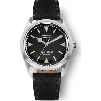 Hodinky Nivada Grenchen Super Antarctic 32026A - Black Leather + 5 let záruka a dárek ZDARMA