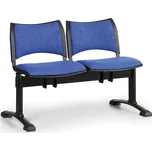 Čalouněná lavice do čekáren SMART, 2-sedák, modrá, černé nohy
