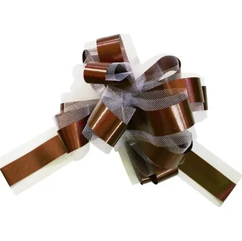 Party dekorace Santex Mašle Kokarda stahovací s tylem čokoládová 1ks