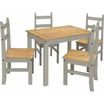 Jídelní set Stůl 100 × 65 + 4 židle CORONA 3 vosk/šedá - SLEVA 3% s kodem radost25