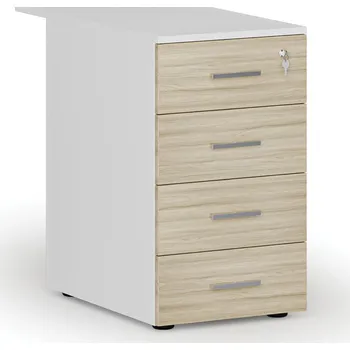 Zásuvkový kontejner Kancelářský přístavný zásuvkový kontejner PRIMO WHITE, 4 zásuvky, bílá/dub přírodní