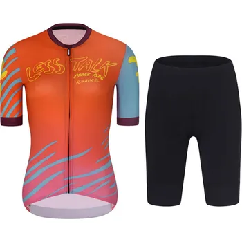 cyklistický dres RIVANELLE Cyklistický krátký dres a krátké kalhoty - LESS TALK - červená/černá/vícebarevná