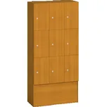 Dřevěná šatní skříňka S5 s odkládacími boxy, 9 boxů, 1700 x 900 x 420 mm, cylindrický zámek, třešeň