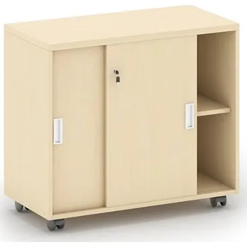 Kancelářská sestava Kancelářská zasouvací skříňka na kolečkách MIRELLI, 800 x 420 x 750 mm, bříza