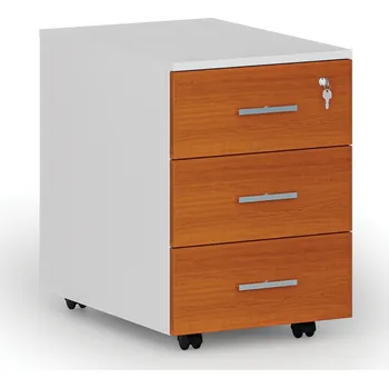 Zásuvkový kontejner Kancelářský mobilní kontejner PRIMO WHITE, 3 zásuvky, bílá/třešeň