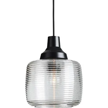 DESIGN BY US Závěsné svítidlo New Wave Stripe, čiré transparentní, černá 1 x 40 W - Doprava zdarma