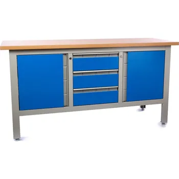 Dílenský stůl Dílenský stůl Solid Compact+ se zásuvkami, 170 × 60 × 86,5 cm, modrá - ral 5012