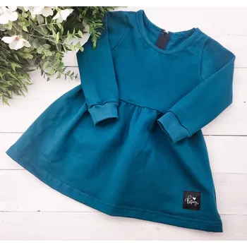 Dívčí šaty Kulišárny Dívčí princess šaty TEAL VELIKOST: 56, DÉLKA RUKÁVU: DLOUHÝ RUKÁV