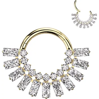Piercing Atreya Titanový kroužek s otevíráním a čirými zirkony The Queen Barva: Zlatá / Čirá, Délka / Průměr: 8 mm