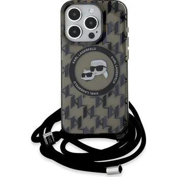 Pouzdro na mobilní telefon Karl Lagerfeld IML Monogram Crossbody K&CH Heads MagSafe Zadní Kryt pro iPhone 15 Pro Barva: Černá