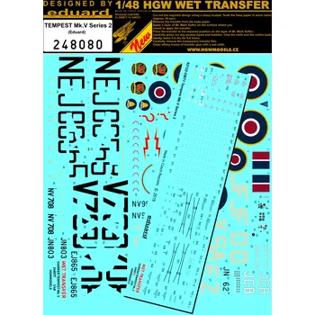 Plastikový model HGW 1/48 Hawker Tempest Mk.V Series 2 - St. & Mark. - Wet Transfers