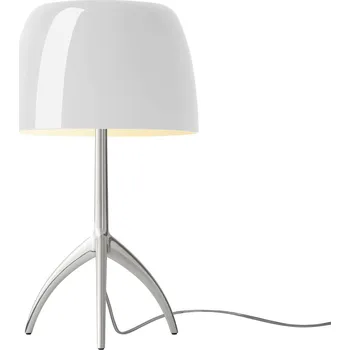 Lampička Foscarini Lumiere piccola hliník/bílá stmívač - výška stínidla 14 cm, délka přívodního kabelu 190 cm bílá, hliník 1 x 6,5 W LED - Doprava zdarma