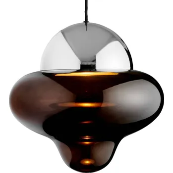 DESIGN BY US Závěsné svítidlo LED Nutty XL, hnědá / chromová barva, Ø 30 cm hnědá, chrom - Doprava zdarma