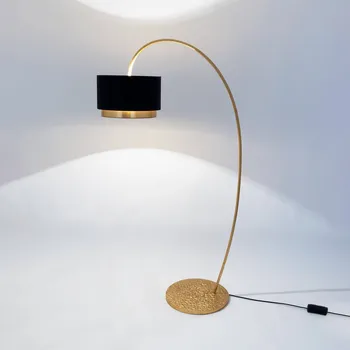 Lampička Holländer Stojací lampa Meteor, zlatá barva, výška 169 cm, železo zlatá, černá 1 x 25 W - Doprava zdarma