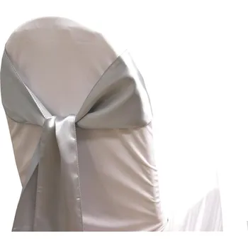 Slavnostní potah na židli Stuha na židle saténová 15X270 cm - stříbrná lesklá - 17 ks