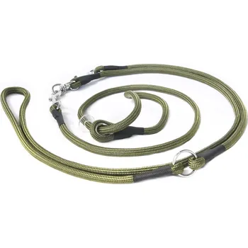 Vodítko pro psa DOGSTORE Moxon smyčka DOUBLE, 270 cm - Lovecké vodítko (přepínací) Barva: Khaki