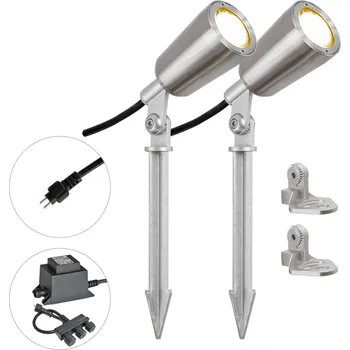 Lampička EVN PC6806 LED zahradní bodovka 12V, 3000K, 2 ks - délka zemního zapichovacího hrotu 19,5 cm, délka přívodního kabelu 200 cm nerezová ocel 2 x 6 W LED - Doprava zdarma