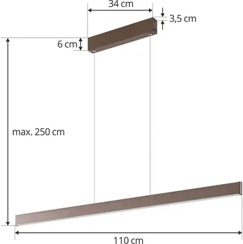 Lampička Lucande Smart LED závěsné svítidlo Mylosh, káva, CCT, Tuya - Stropní držák - délka 34 cm, výška 6 cm LED 34,5 W celkem - Doprava zdarma