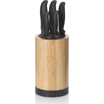 Kuchyňský nůž KELA Sada nožů ve stojanu Acida bambus černý 24,5cm 13,0cm KL-11283 + Kuchyňská chňapka v hodnotě 99,-